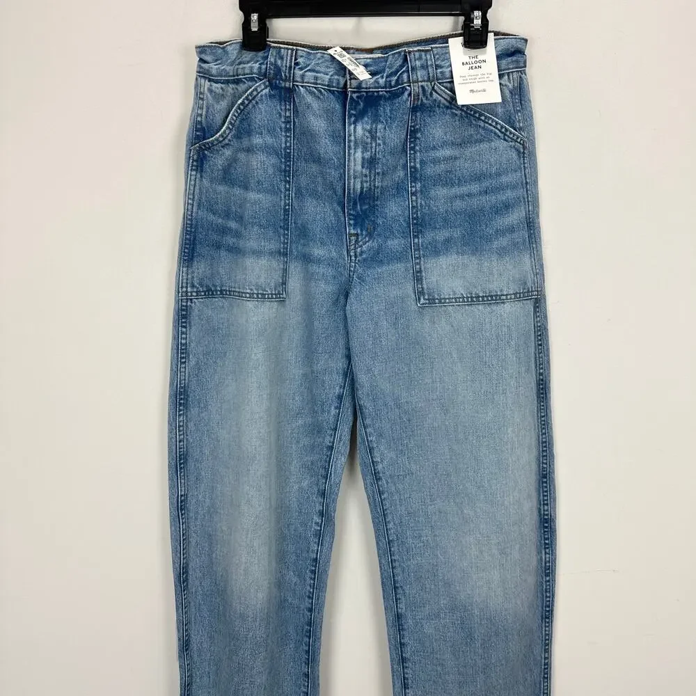 Madewell The Tall Balloon Jean Raebrook Wash Blue High Rise Rigid US 30T NWT